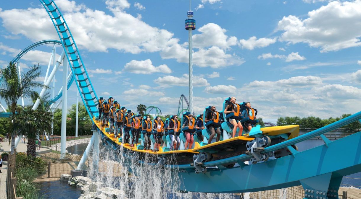 Pipeline: The Surf Coaster é nova montanha-russa do SeaWorld Orlando, em que visitantes ficam em pé e experimentam curvas que simulam ondas