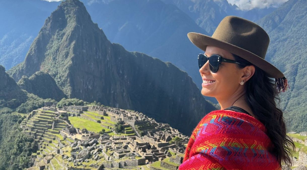 Daniela Filomeno em Machu Picchu, um dos pontos turísticos mais importantes e mais visitados das Américas