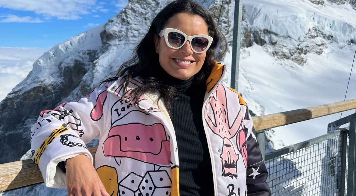 Daniela Filomeno em Jungfraujoch, Top of Europe, que concentra um centro de entretenimento a cerca de 3.500 metros de altitude