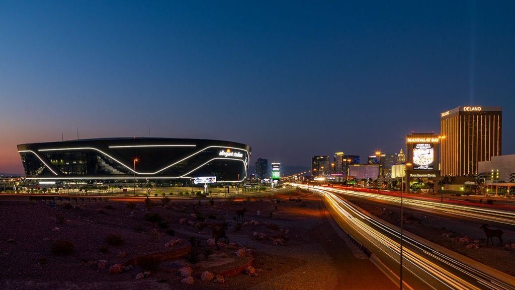 Vista externa do Allegiant Stadium, em Las Vegas, que será palco de três partidas da Copa América