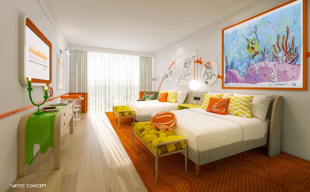 Projeto de um dos quartos do Nickelodeon Hotels & Resorts em Orlando