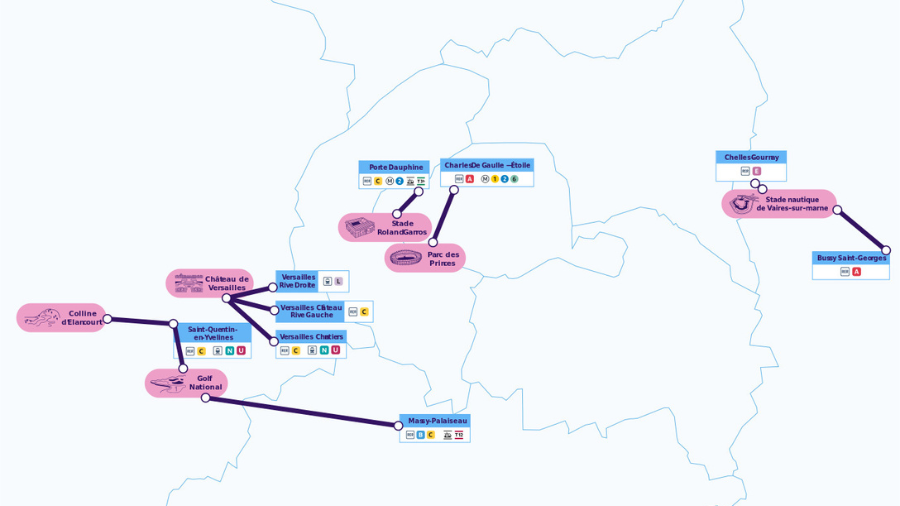 Mapa de linhas de transporte gratuito