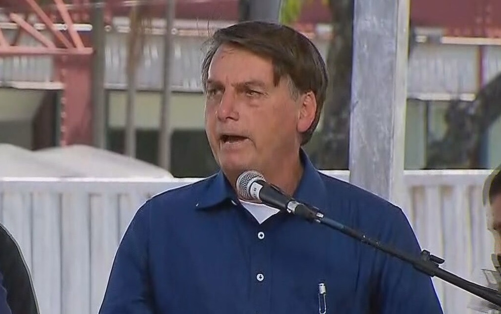 O presidente Jair Bolsonaro faz discurso durante evento em Belém, no Pará