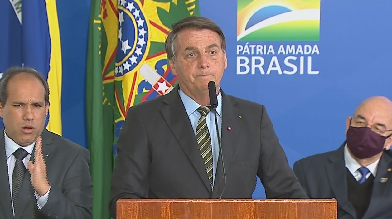 O presidente Jair Bolsonaro durante evento 'Encontro Brasil vencendo a Covid-19'