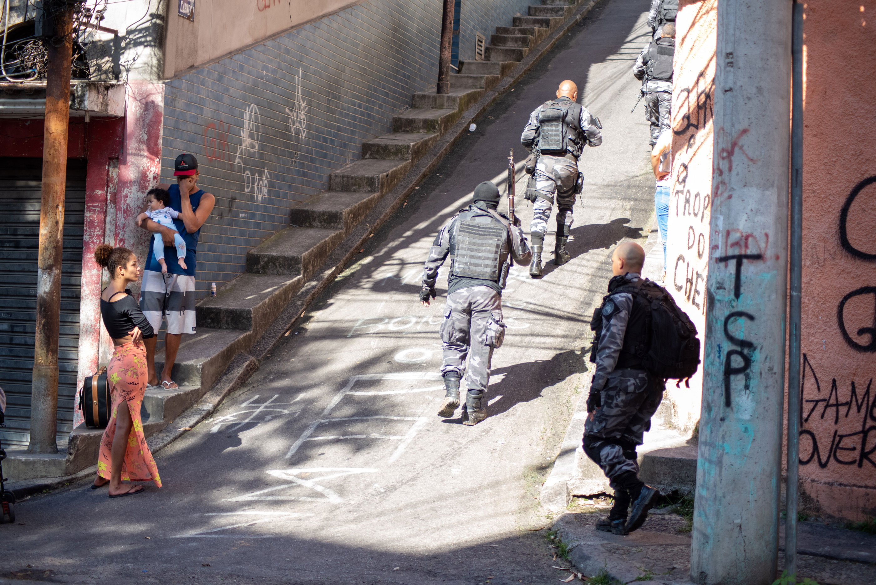 Policiais em Rio Comprido, zona norte do Rio de Janeiro