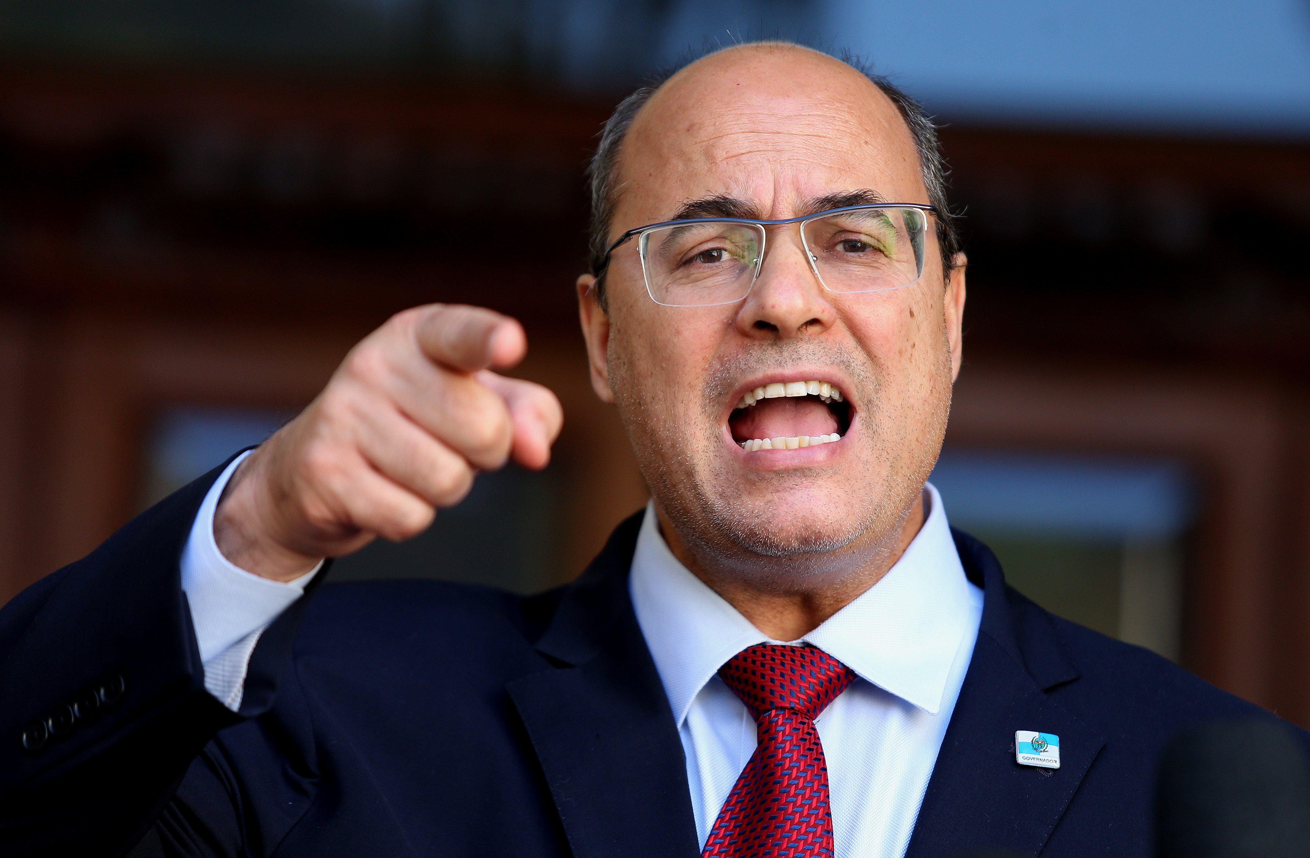 Wilson Witzel durante pronunciamento no Rio de Janeiro após ser afastado