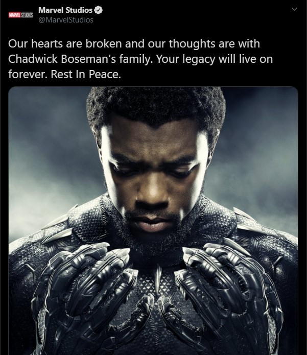 Marvel Studios lamenta morte de Chadwick Boseman
