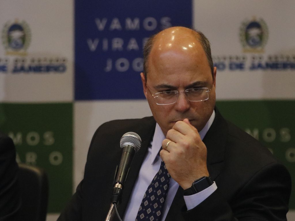 O governador do Rio de Janeiro, Wilson Witzel, durante pronunciamento 