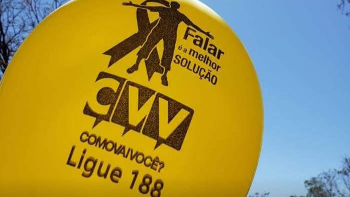 Balão amarelo do CVV (Centro de Valorização à Vida)