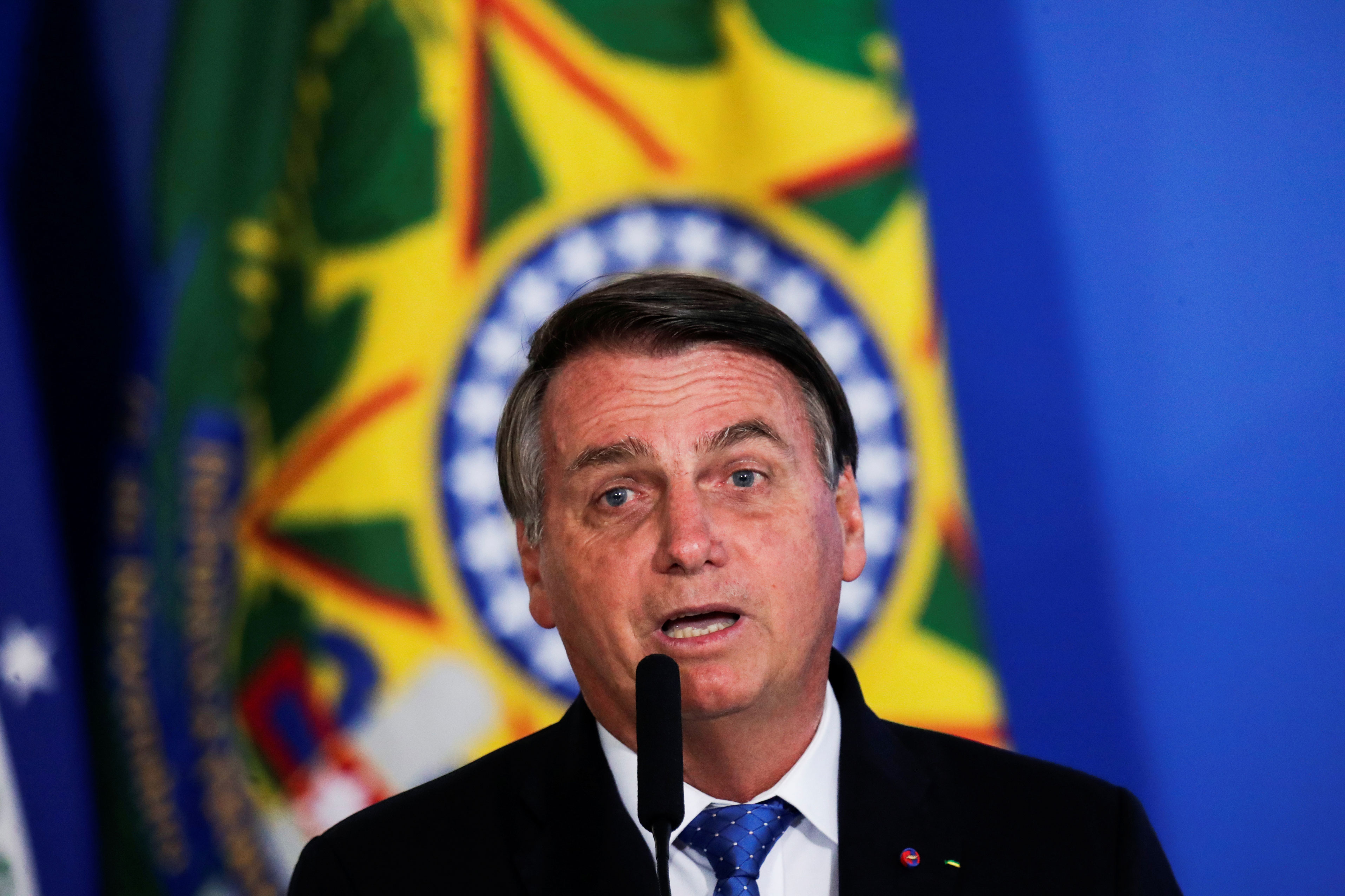 O presidente Jair Bolsonaro durante cerimônia no Palácio do Planalto