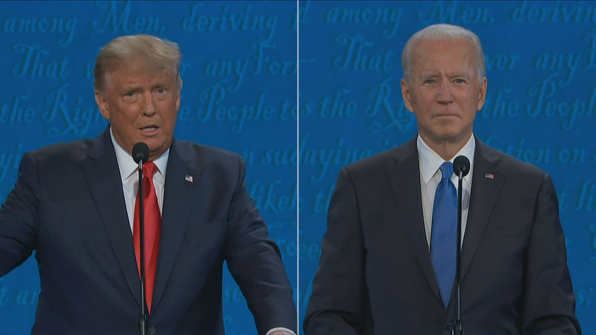 Donald Trump e Joe Biden durante o último debate antes da eleição presidencial d