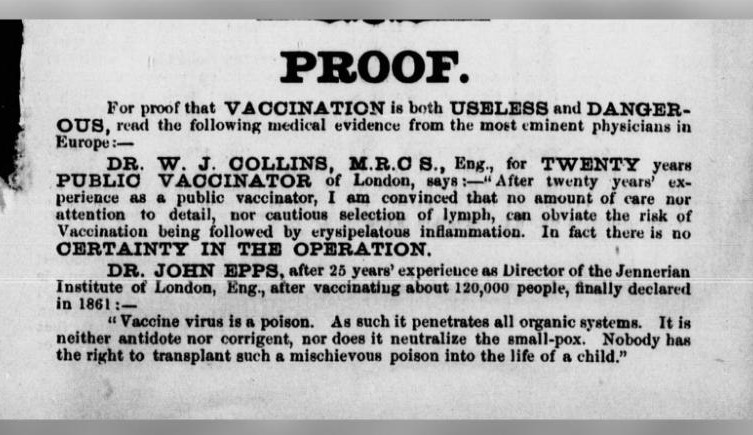 Panfleto antivacina do século 19