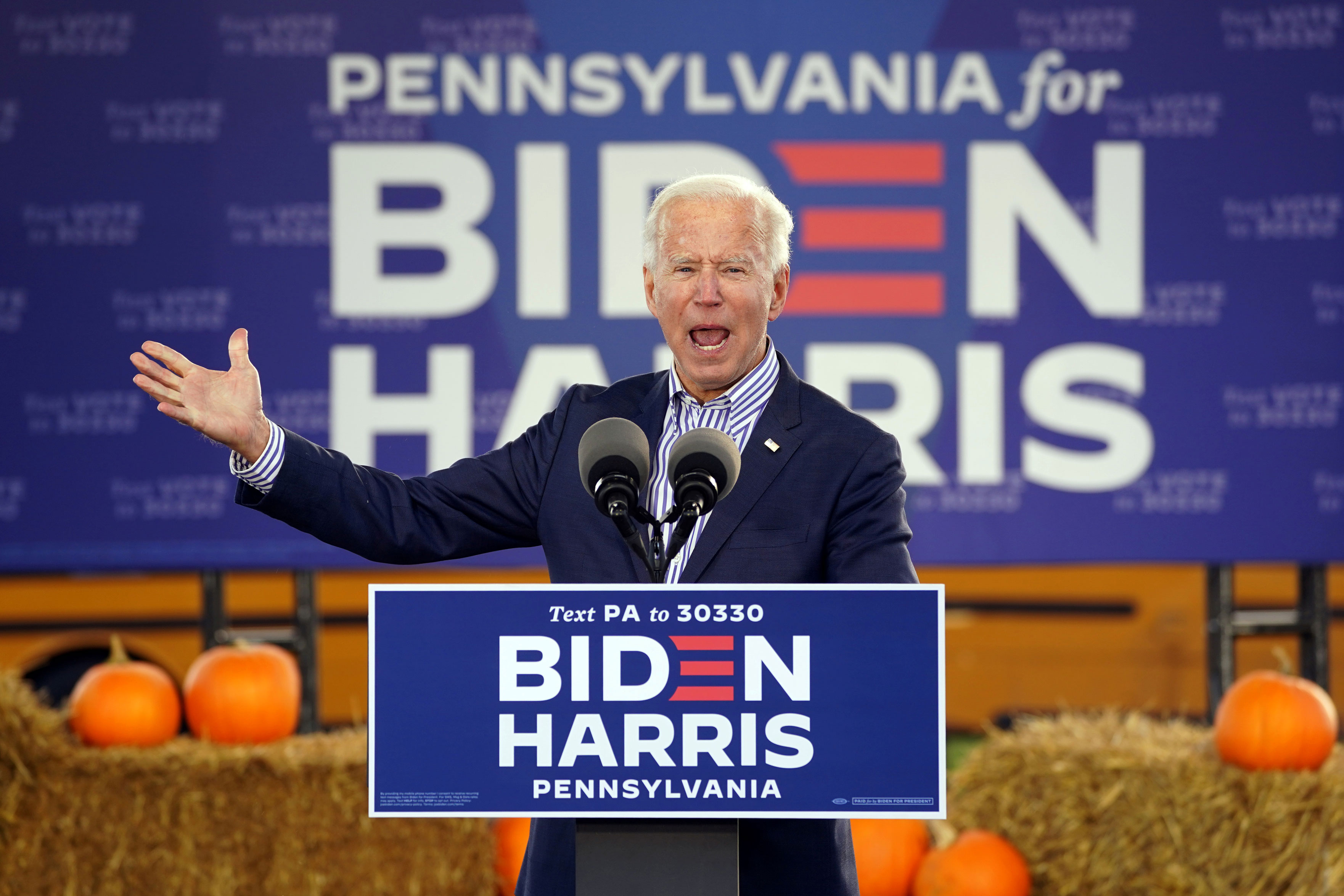 Joe Biden durante evento de campanha no estado da Pensilvânia, nos EUA