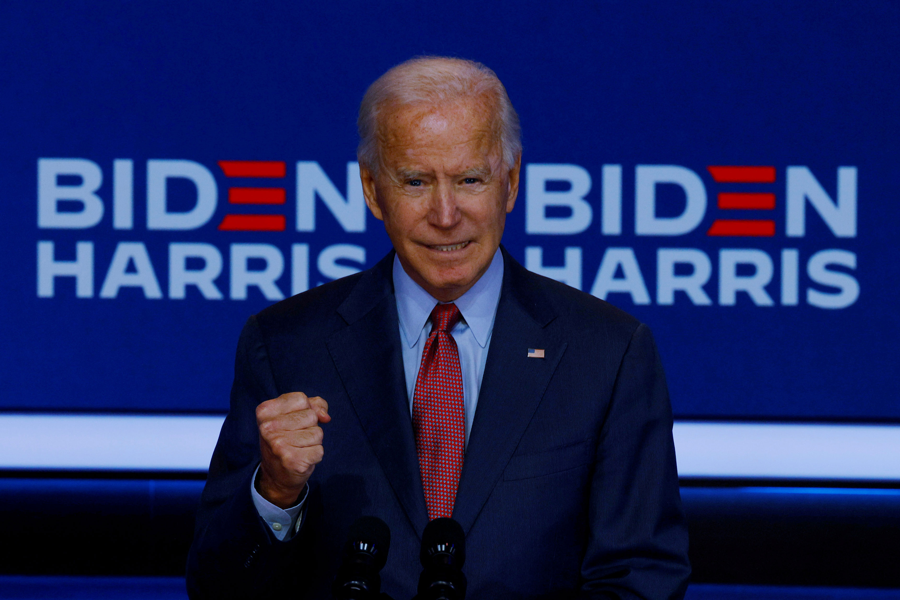 Joe Biden discursa em Wilmington, Delaware, nos Estados Unidos