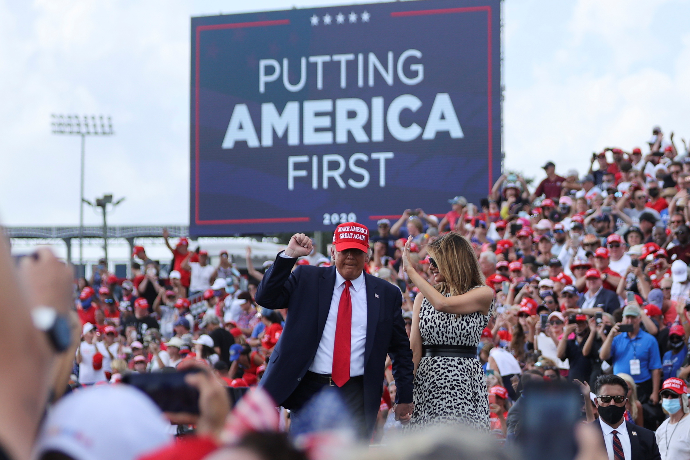 Donald Trump durante comício em Tampa, na Flórida