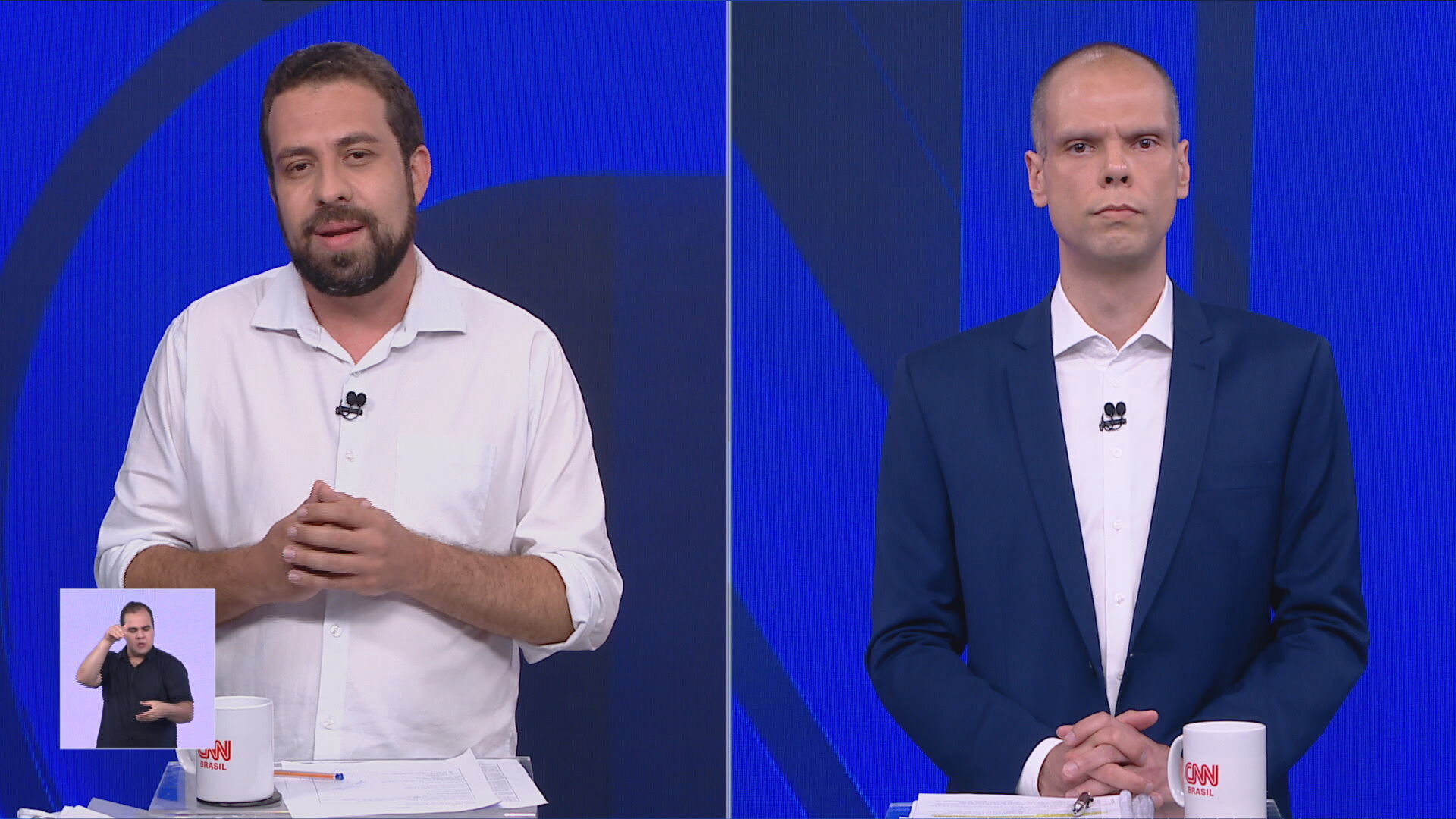 Bruno Covas e Guilherme Boulos em debate na CNN