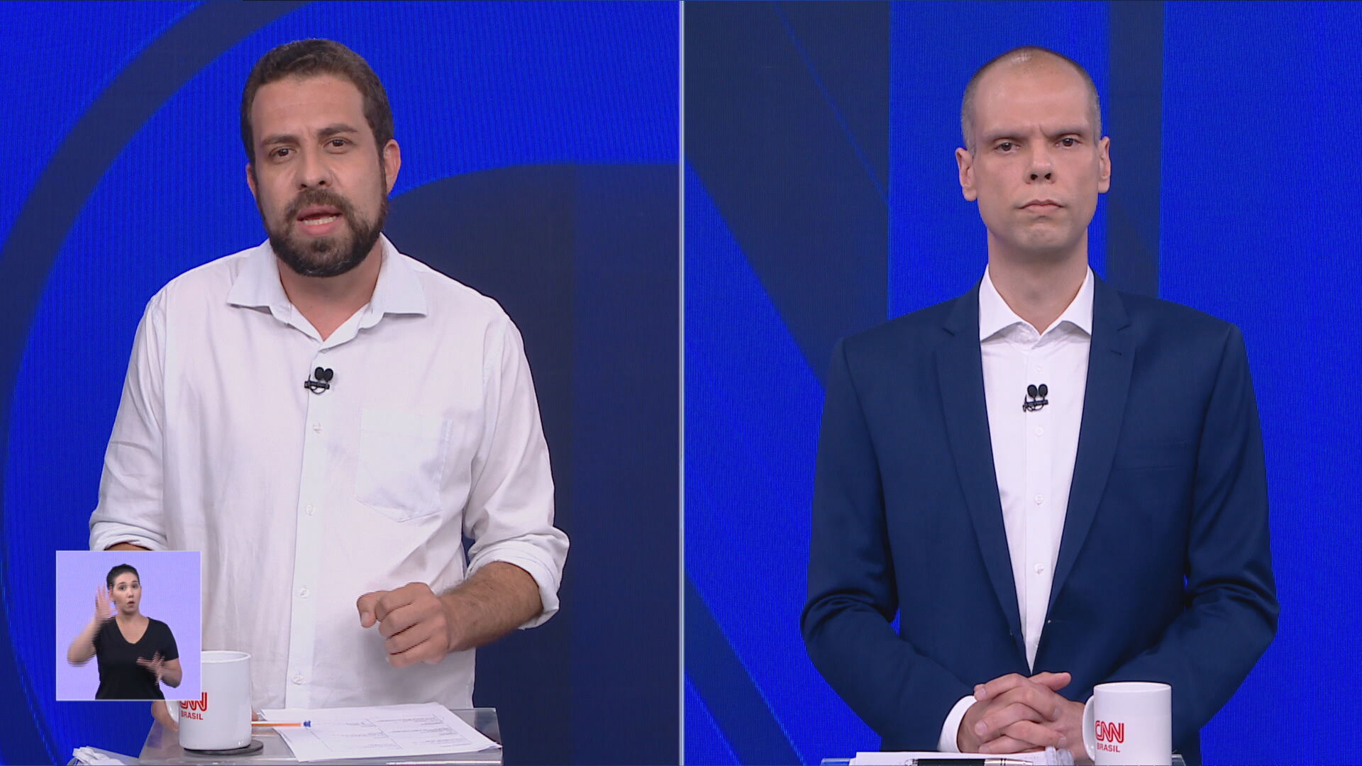 Bruno Covas e Guilherme Boulos em debate na CNN