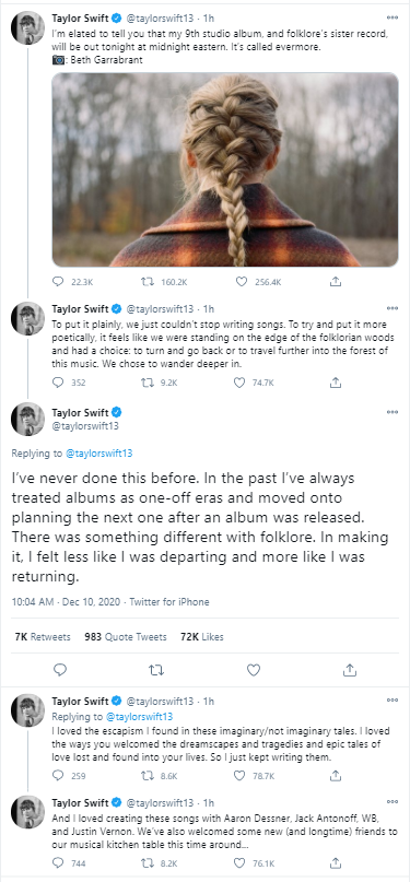 Anúncio do álbum feito pela cantora, no Twitter