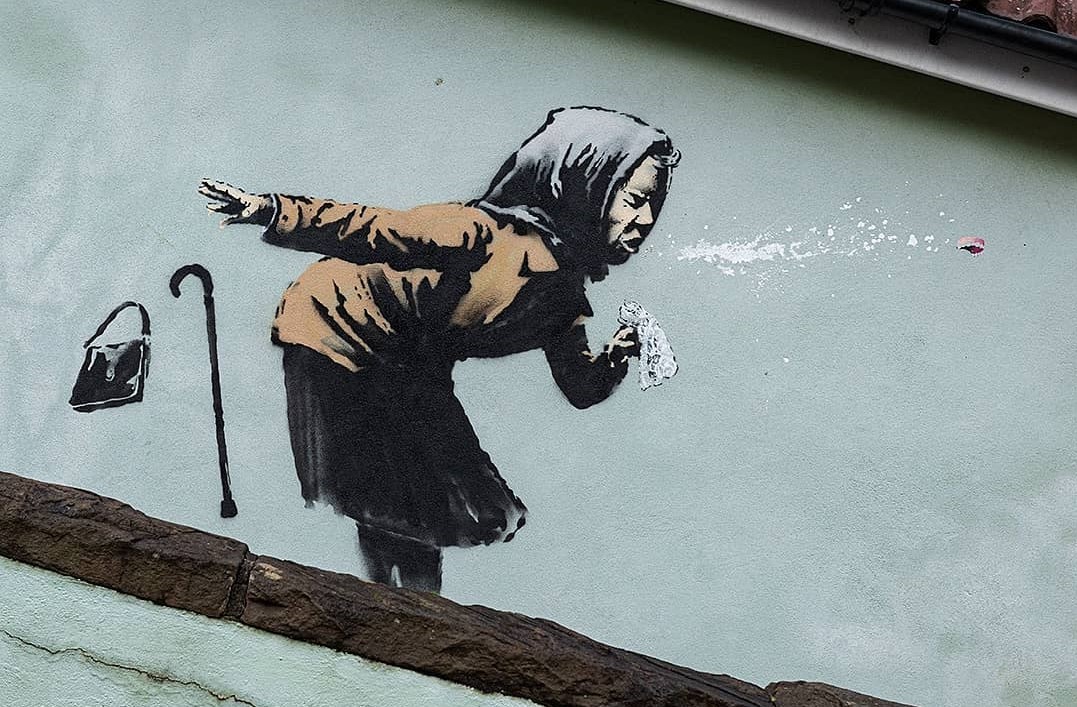 Obra de Banksy apelidada pelo artista como "Aachoo!!" (Atchim!!)