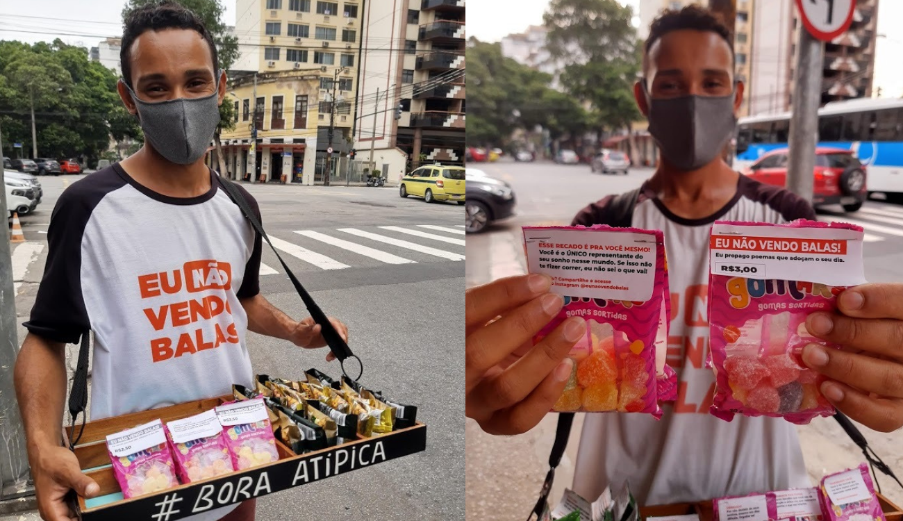 Cassiano de Souza Santos, de 27 anos, chamou atenção de moradores vendendo balas