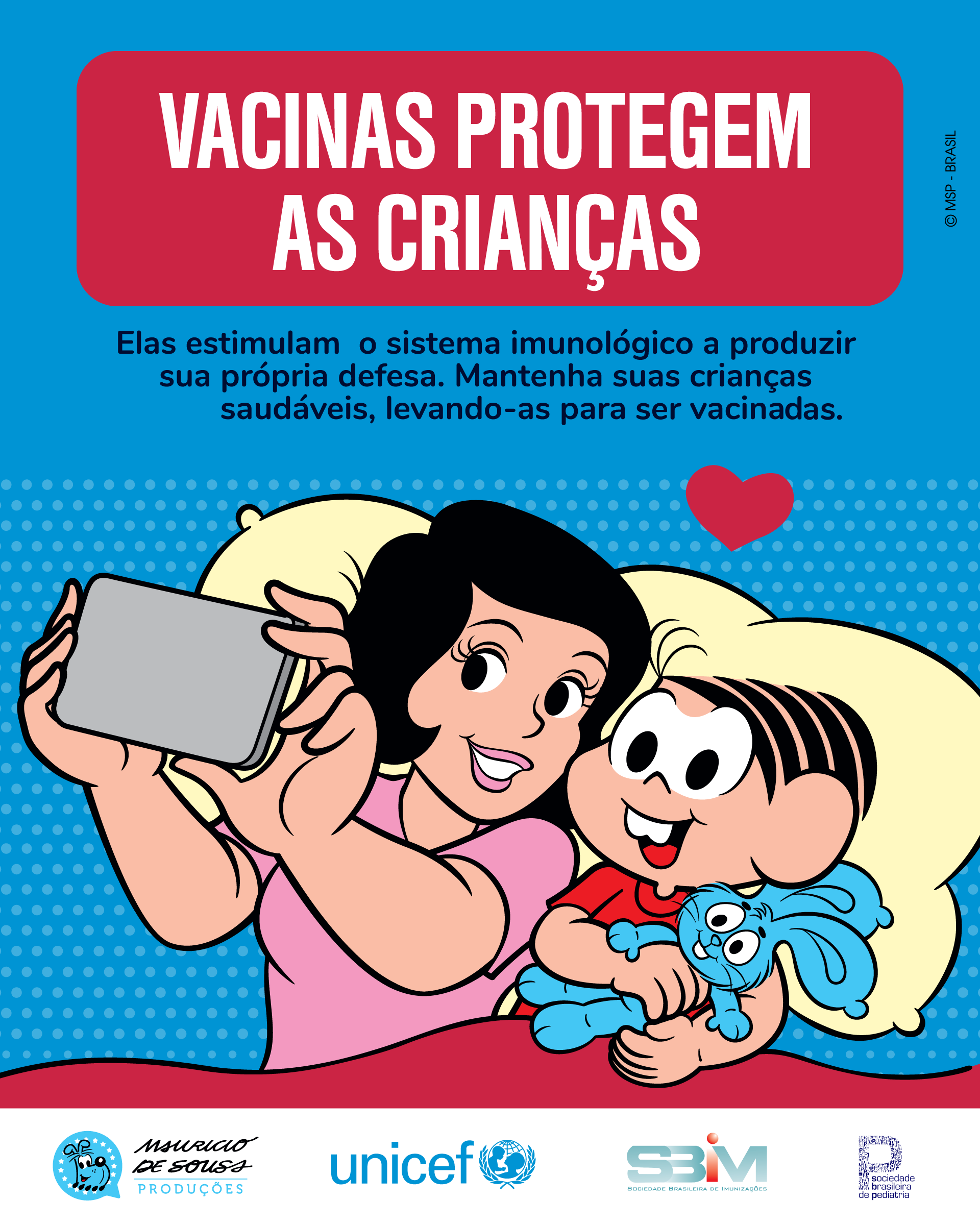 Personagens da Turma da Mônica estrelam campanha de vacinação da Unicef