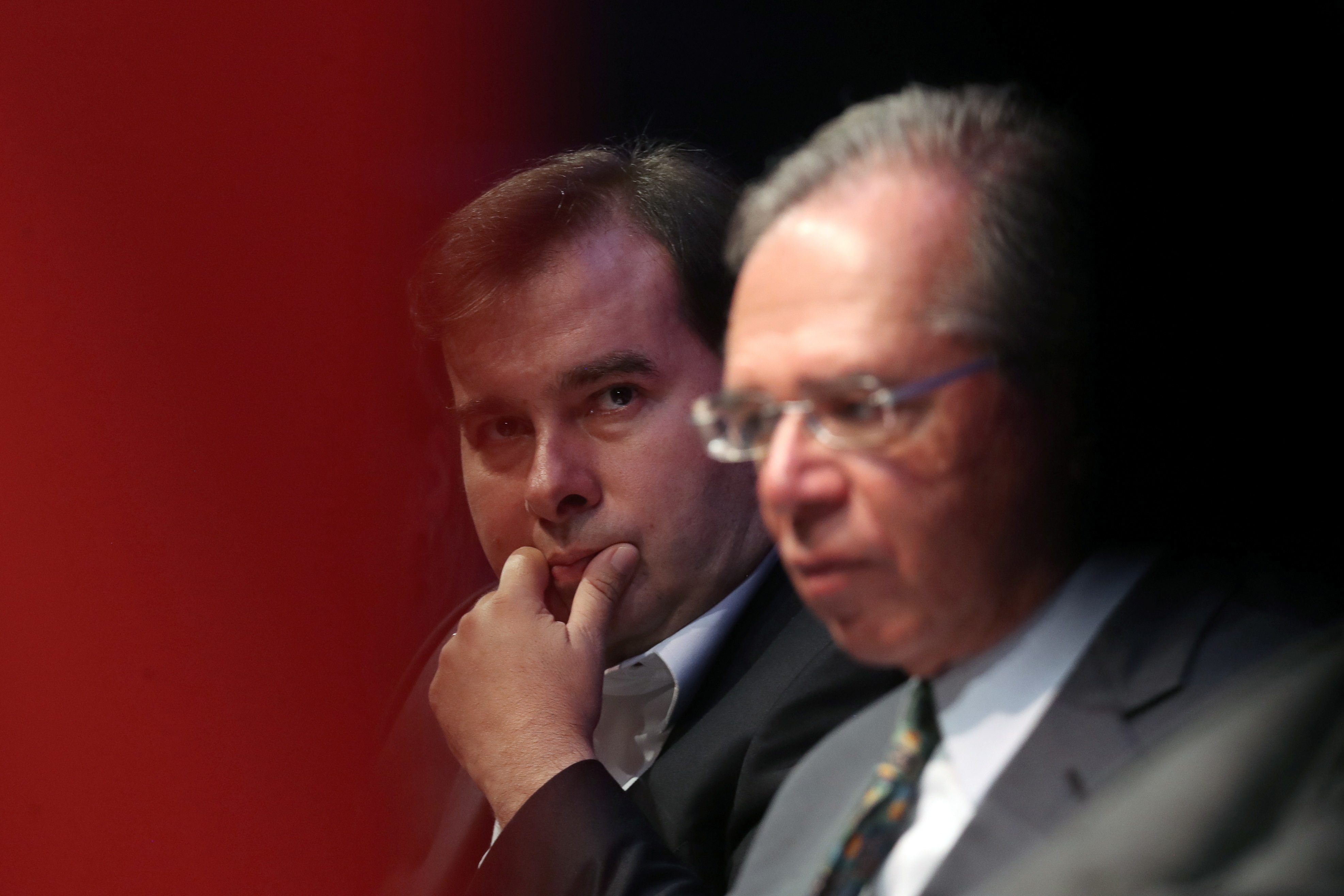 Rodrigo Maia e Paulo Guedes em abril de 2019