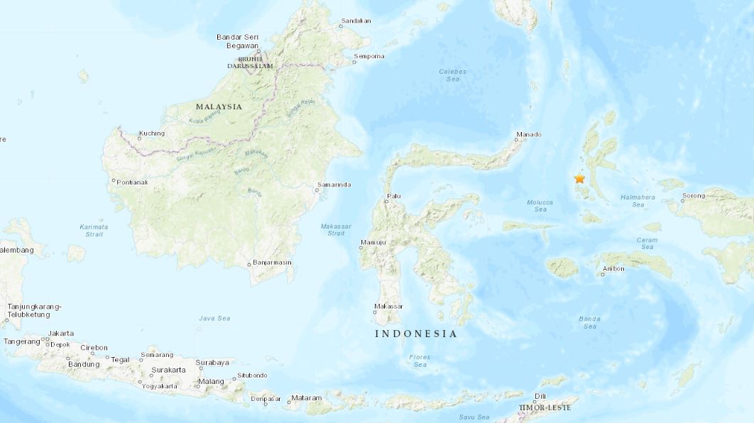 Estrela no mapa mostra localização da ilha de Sulawesi, na Indonésia