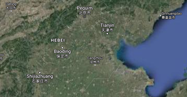 No mapa, Shijiazhuang, capital da província de Hebei, próxima de Pequim