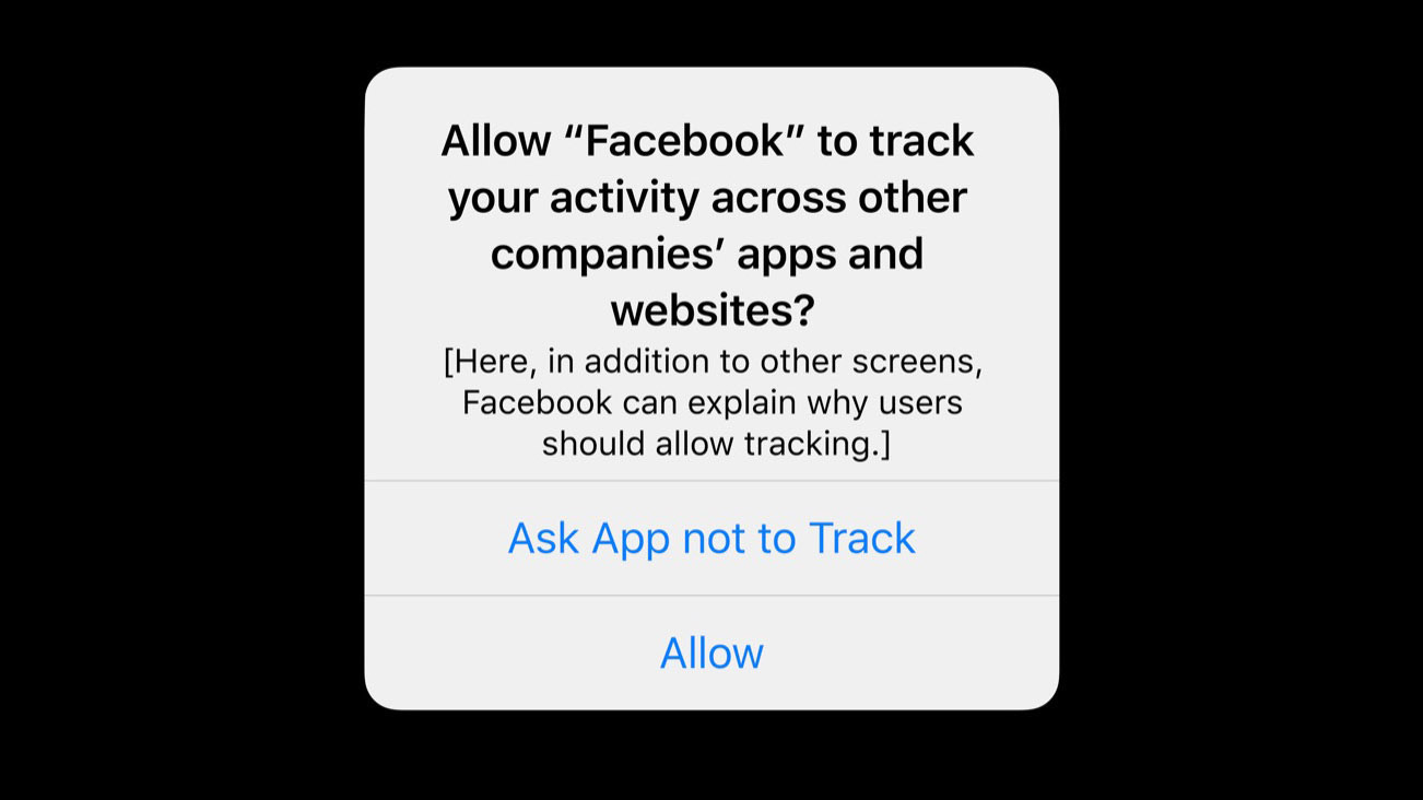Mockup de notificação de privacidade do iOS 14