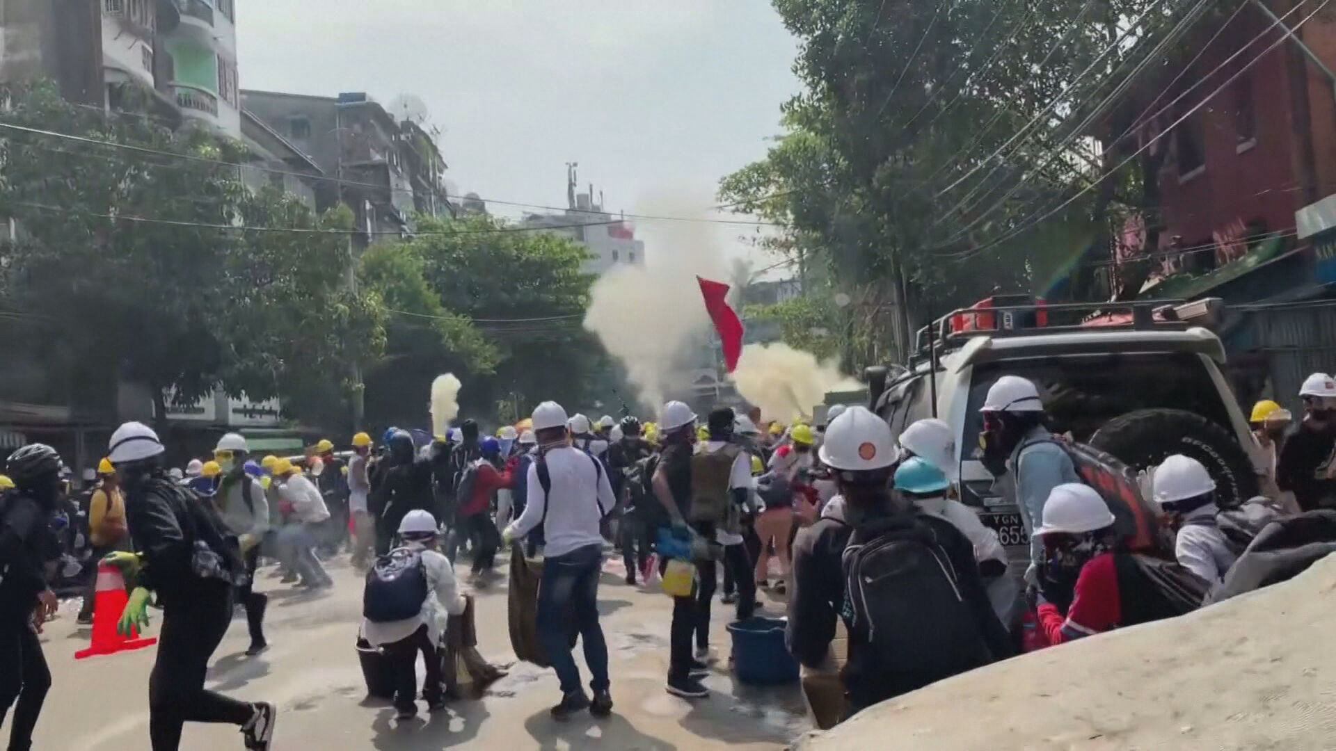 Repressão militar contra protesto em Mianmar (03.mar.2021)