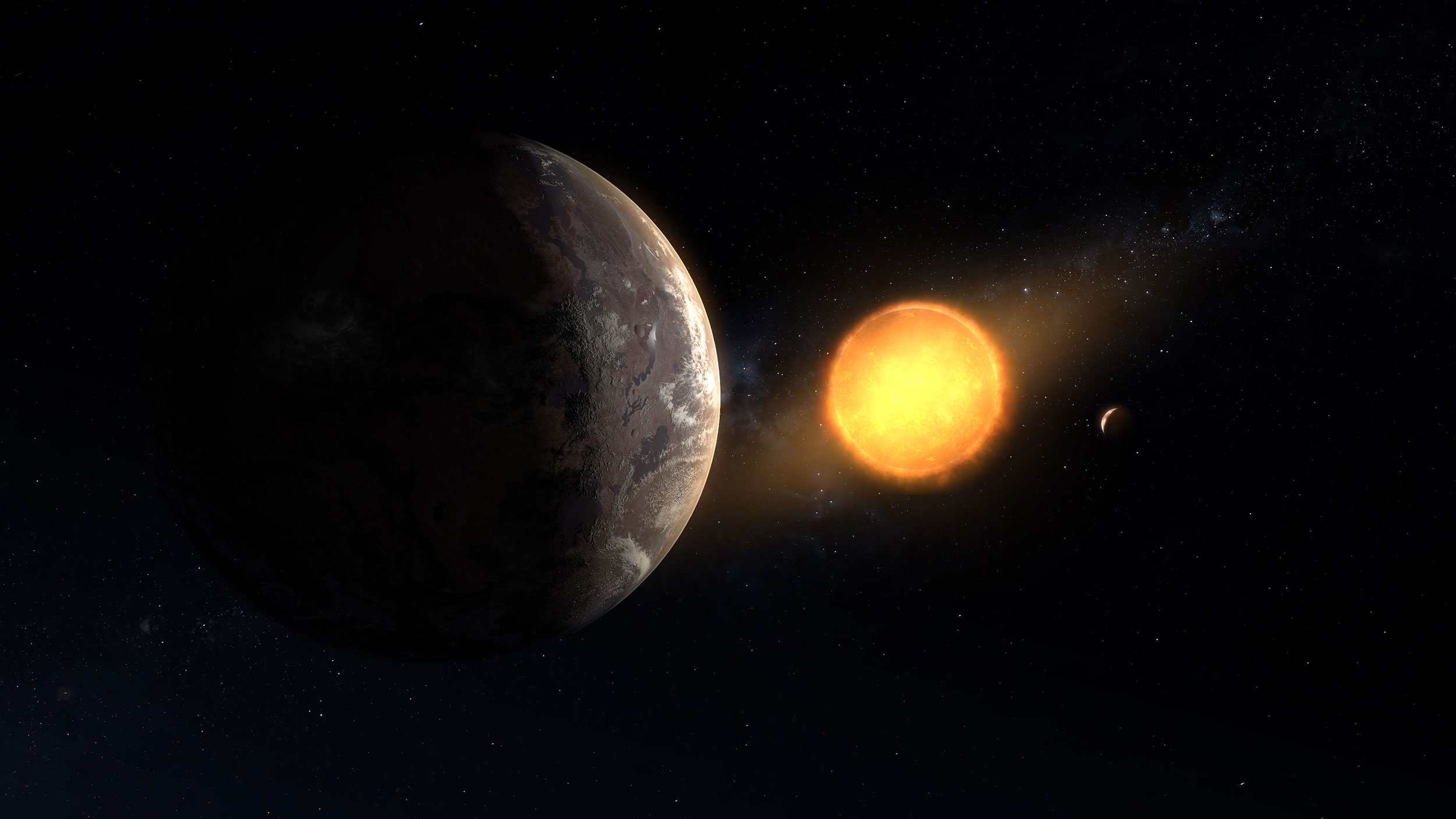 Concepção artística do planeta Kepler-1649c e sua estrela