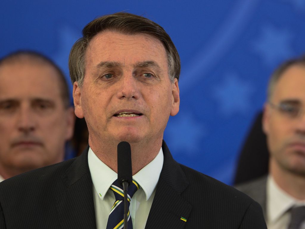 O presidente Jair Bolsonaro em pronunciamento em Brasília