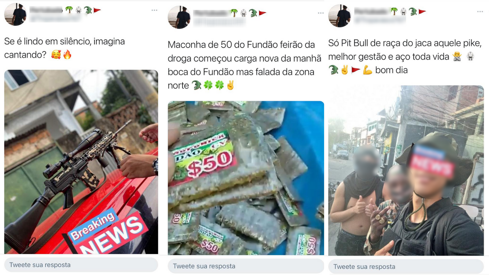 Imagem das redes sociais de suspeitos de tráfico de drogas no Jacarezinho