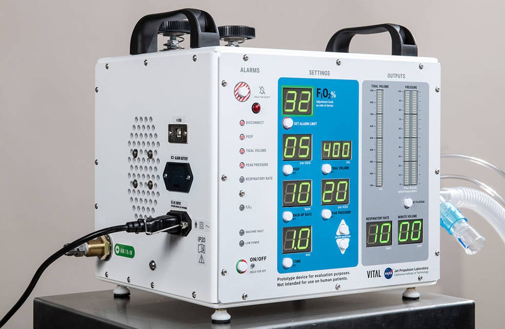 Protótipo de ventilador desenvolvido pela NASA para pacientes com COVID-19