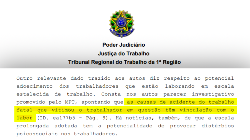 Decisão da Justiça do Trabalho sobre escala de mergulhadores