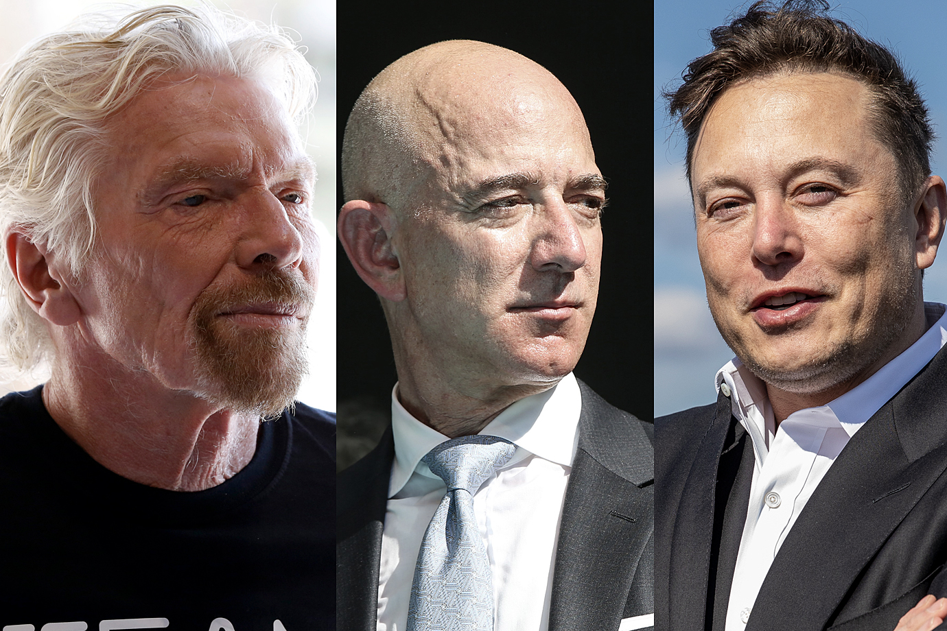 Elon Musk, Richard Branson e Jeff Bezos