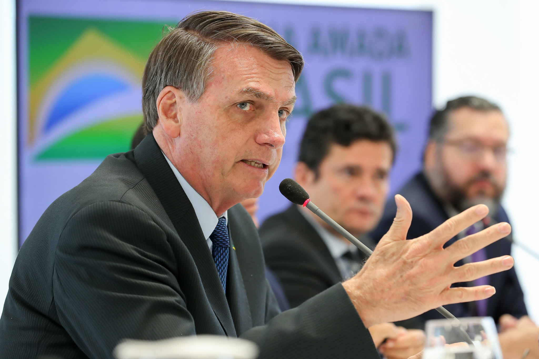 O presidente Jair Bolsonaro na reunião ministerial de 22 de abril