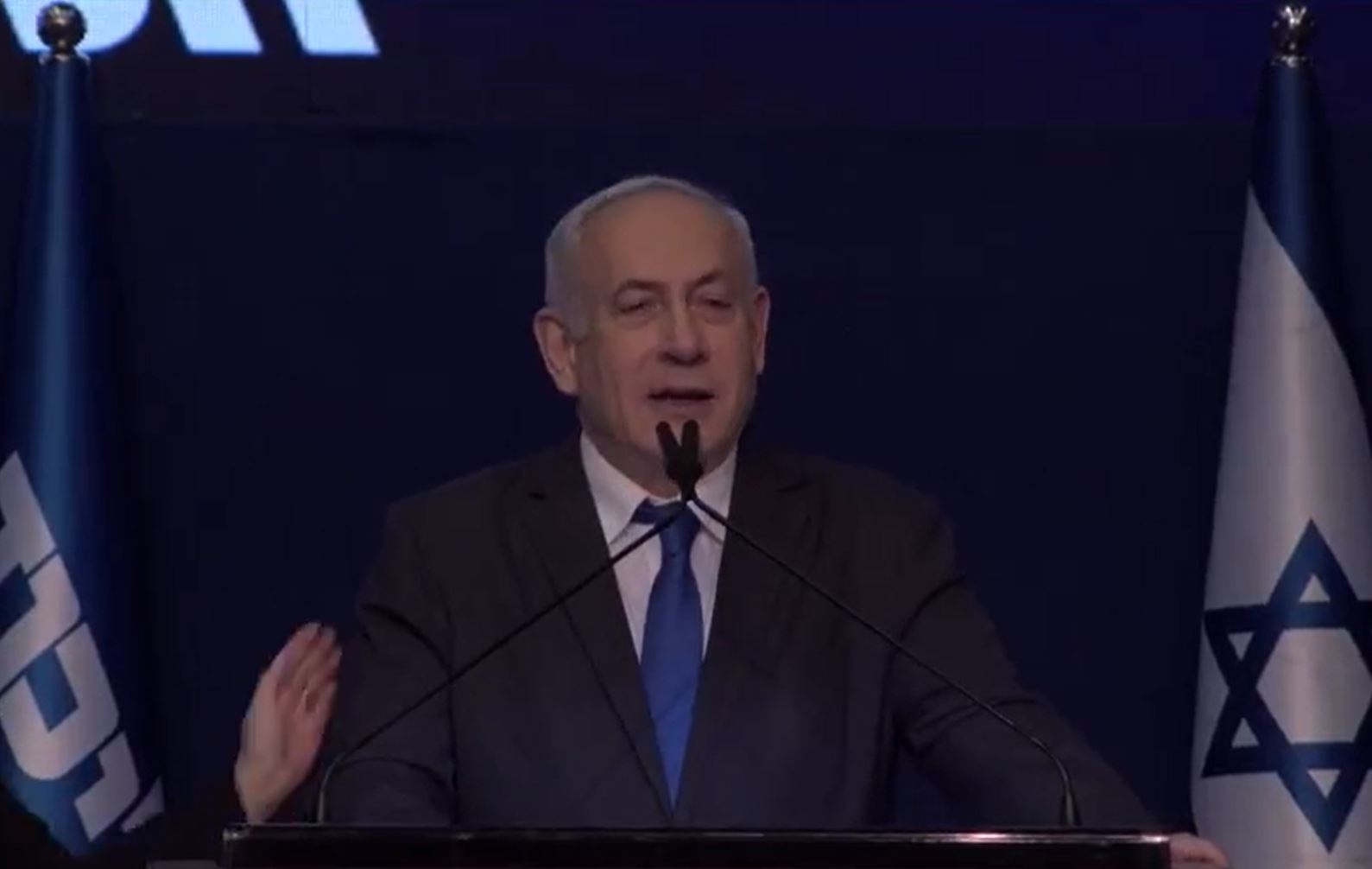 Benjamin Netanyahu discursa em Tel-Aviv após eleições em Israel 