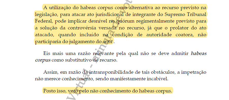 Voto ministro Fachin pela rejeição ao pedido de habeas corpus a Abraham Weintrau