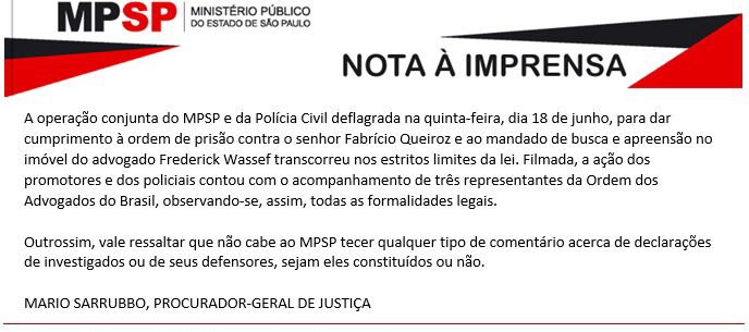 Nota do MP