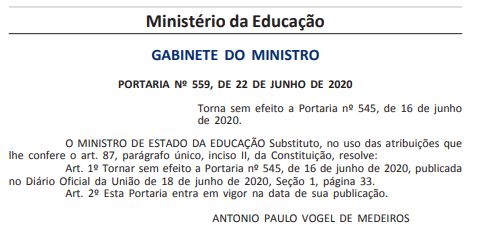 Antonio Paulo Vogel torna sem efeito portaria de Weintraub