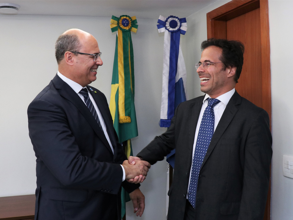 Marcelo Lopes e Wilson Witzel se encontram na sede do governo do Rio