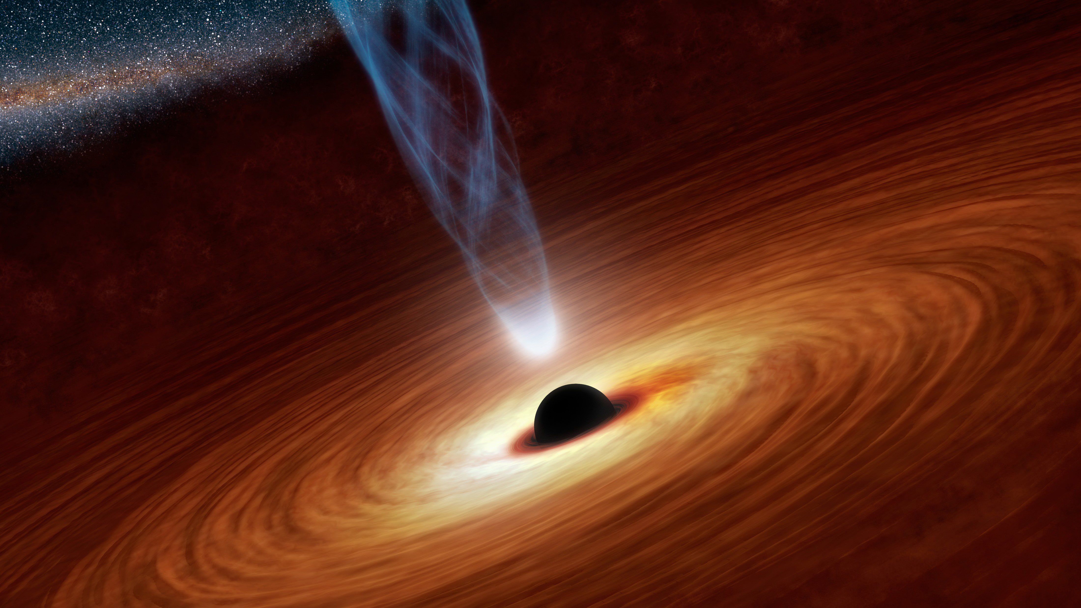 Representação artística do buraco negro J2157