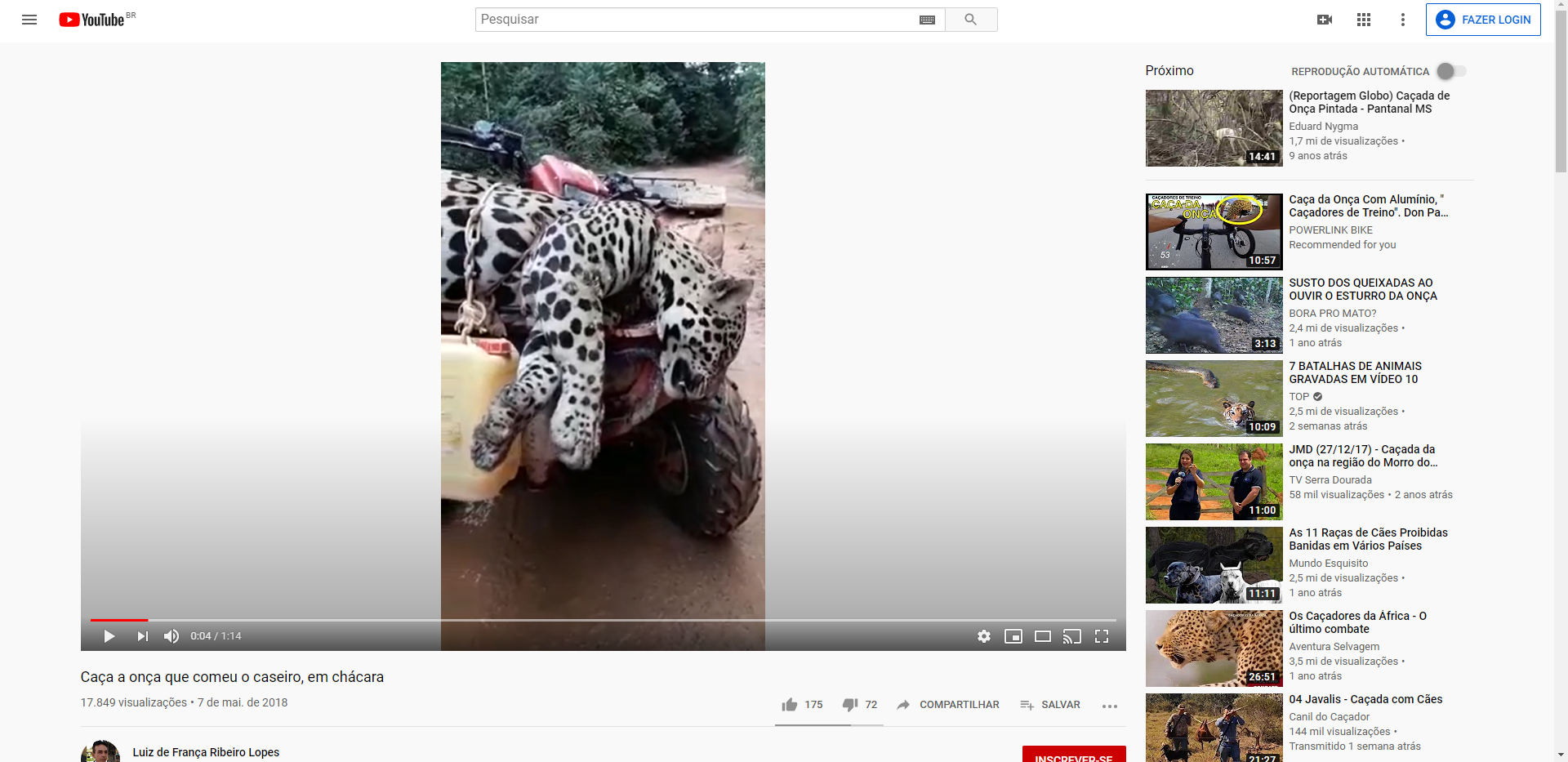 Vídeos disponíveis no YouTube mostram o abate ilegal de animais