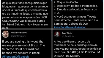 Sara Winter, Allan dos Santos, Bernardo Küster e Otávio Fakhoury usaram suas contas no Twitter mesmo após ação da rede social para restringir seus acessos