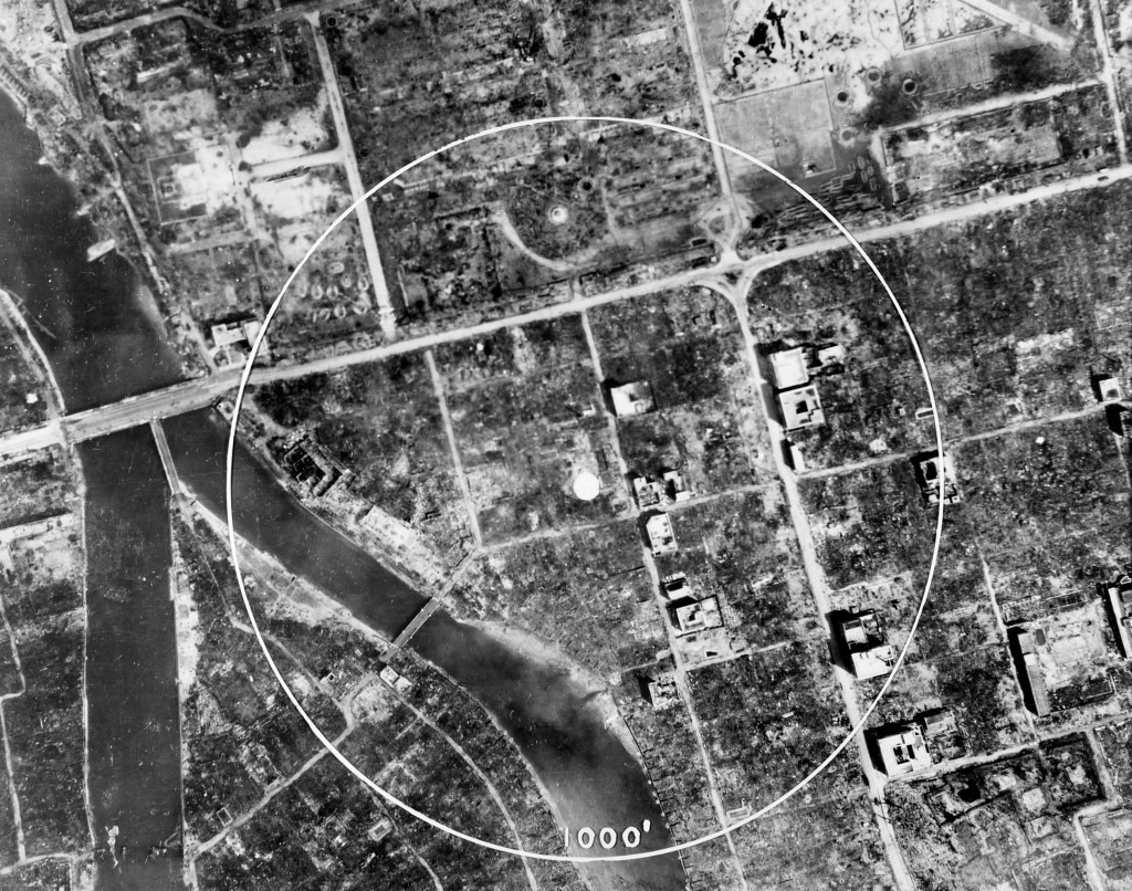 Área destruída pela bomba de Hiroshima