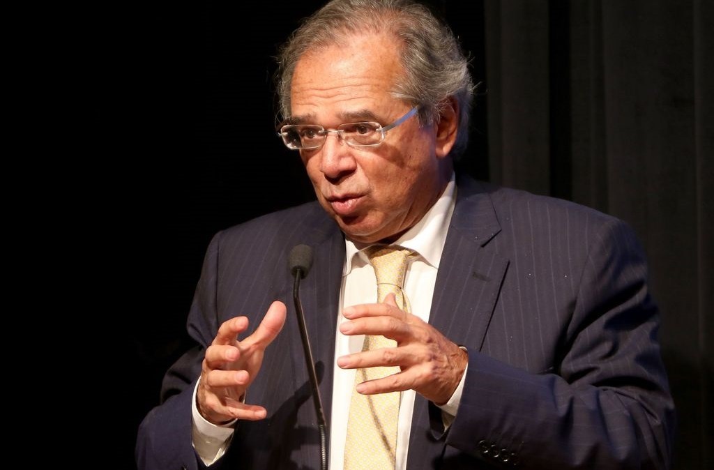 O ministro da Economia, Paulo Guedes, durante palestra no Distrito Federal