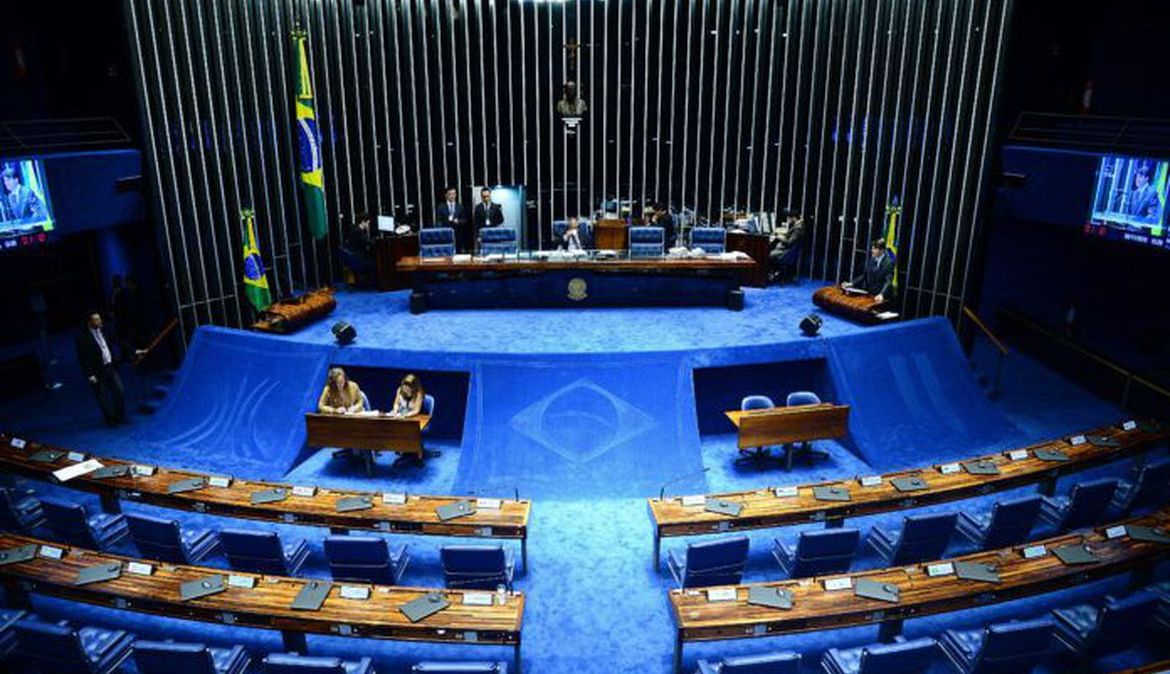 Plenário do Senado, em Brasília, que, em meio a COVID-19, está fazendo votações à distância