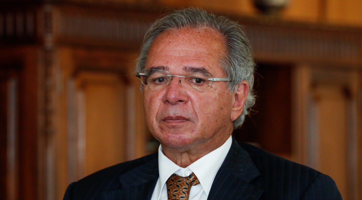 O ministro da Economia, Paulo Guedes, durante assinatura do termo de posse de novo presidente do Banco do Brasil