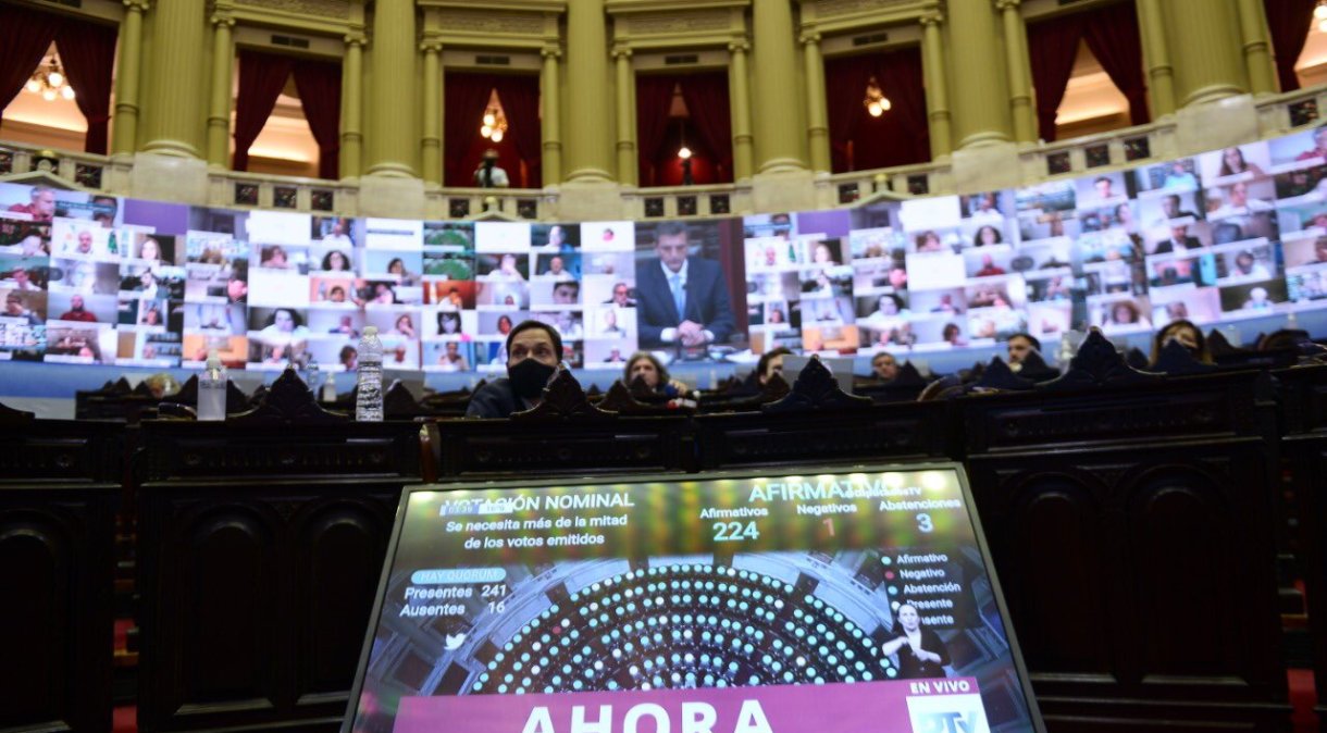 Câmara dos Deputados da Argentina em reunião virtual